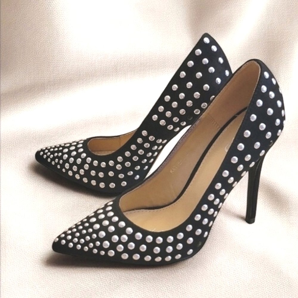 RAID | Katie 15 | Size 5 | Black Faux Suede Studded 4.5" Stilettos | Like New